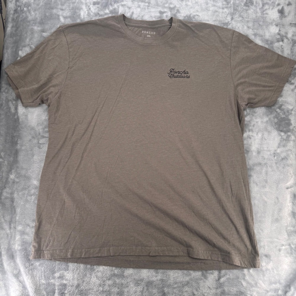 Poncho Outdoors Mens 2XL Brown Short Sleeve‎ Graphic T-Shirt Pistol Rose Logo